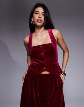 ASOS LUXE ASOS LUXE velvet vest in pink - part of a set
