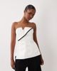 ASOS LUXE ASOS LUXE white bandeau corset top with contrast trim detail in white - 1