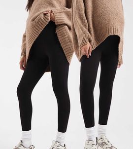 ASOS Maternity ASOS DESIGN Maternity 2 pack leggings in black