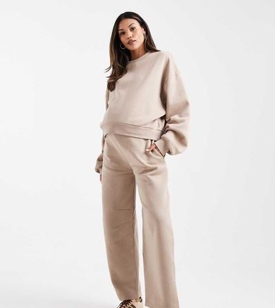 ASOS Maternity ASOS DESIGN Maternity barrel leg sweatpants in mocha taupe-Brown