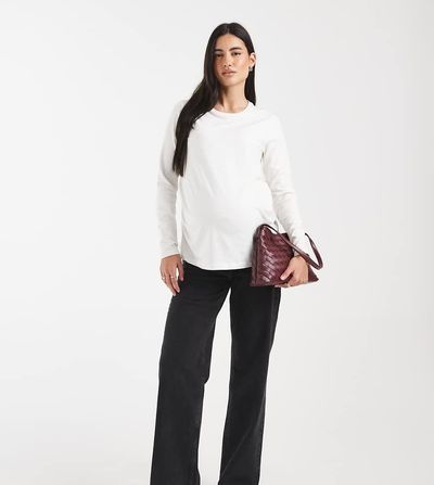 ASOS Maternity ASOS DESIGN Maternity comfort stretch straight leg jeans in black