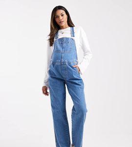 ASOS Maternity ASOS DESIGN Maternity denim overalls in mid blue