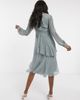 ASOS Maternity ASOS DESIGN Maternity embellished wrap waist midi dress with double layer skirt and long sleeve in dusty blue-Blues - 2