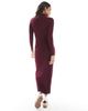 ASOS Maternity ASOS DESIGN Maternity fine-gauge knit maxi dress with ribbed detailing in burgundy-Red - 4