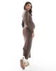 ASOS Maternity ASOS DESIGN Maternity fine-gauge knit maxi dress with ribbed details in mocha-Brown - 4