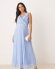 ASOS Maternity ASOS DESIGN Maternity frill wrap detail pleated midi dress in baby blue-Multi - 1