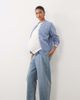 ASOS Maternity ASOS DESIGN Maternity high rise relaxed roll up jean in midwash blue - 1
