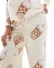 ASOS Maternity ASOS DESIGN Maternity Iced coffee long sleeve top and pants pajama set in beige-Neutral - 4