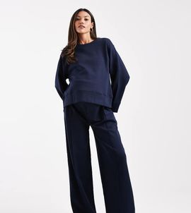 ASOS Maternity ASOS DESIGN Maternity interlock wide leg pants in navy