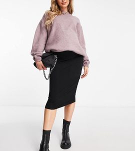ASOS Maternity ASOS DESIGN Maternity jersey midi pencil skirt in black