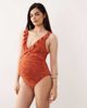 ASOS Maternity ASOS DESIGN Maternity Kyle plunge neck swimsuit in rust-Orange - 4