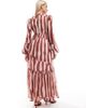 ASOS Maternity ASOS DESIGN Maternity long sleeve V neck tiered maxi dress in rust abstract print-Multi - 3