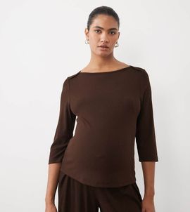 ASOS Maternity ASOS DESIGN Maternity lounge mix & match 3/4 length ribbed boatneck in chocolate-Brown