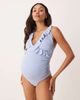 ASOS Maternity ASOS DESIGN Maternity Maya frill detail swimsuit in blue - 3