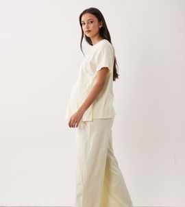 ASOS Maternity ASOS DESIGN Maternity mix & match cotton pajama pants in buttermilk-Yellow
