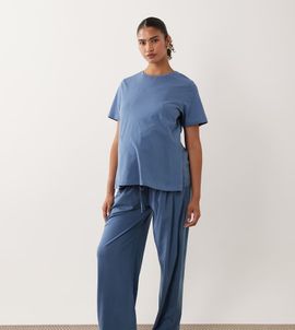 ASOS Maternity ASOS DESIGN Maternity mix & match cotton pajama pants in denim blue