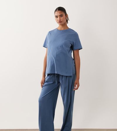 ASOS Maternity ASOS DESIGN Maternity mix & match cotton pajama pants in denim blue