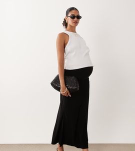 ASOS Maternity ASOS DESIGN Maternity modal slinky column midaxi skirt in black