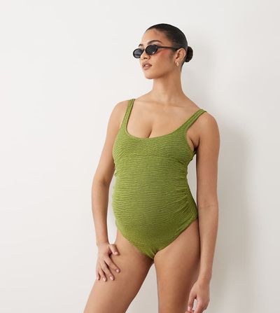 ASOS Maternity ASOS DESIGN Maternity Oceana scoop neck swimsuit in green