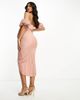 ASOS Maternity ASOS DESIGN Maternity off shoulder wrap plisse midi dress in soft pink - 4