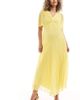 ASOS Maternity ASOS DESIGN Maternity pleated bodice flutter sleeve pleated midi dress in yellow - 1