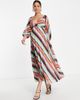 ASOS Maternity ASOS DESIGN Maternity pleated wrap midi dress in multi stripe - 4