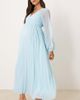 ASOS Maternity ASOS DESIGN Maternity plunge long sleeve pleated midaxi dress in pastel blue-Multi - 1