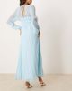 ASOS Maternity ASOS DESIGN Maternity plunge long sleeve pleated midaxi dress in pastel blue-Multi - 4