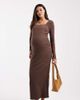 ASOS Maternity ASOS DESIGN Maternity ribbed maxi skirt in chocolate - part of a set-Brown - 1