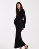 ASOS Maternity ASOS DESIGN Maternity ribbed scoop neck button midi dress with tie detail in black - 1