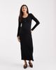 ASOS Maternity ASOS DESIGN Maternity ribbed scoop neck button midi dress with tie detail in black - 3