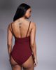 ASOS Maternity ASOS DESIGN Maternity Ruth resin square neck ruched tie side swimsuit in burgundy-Red - 3