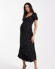 ASOS Maternity ASOS DESIGN Maternity scalloped collar puff sleeve seam detailing midi day dress in black and white polka dots - 1