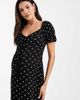 ASOS Maternity ASOS DESIGN Maternity scalloped collar puff sleeve seam detailing midi day dress in black and white polka dots - 2