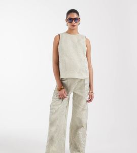 ASOS Maternity ASOS DESIGN Maternity seersucker volume pants in stripes - part of a set-Multi