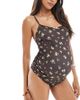 ASOS Maternity ASOS DESIGN Maternity Shannon picot trim scoop swimsuit in brown-Multi - 1
