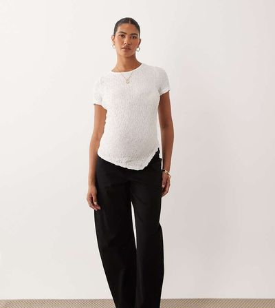 ASOS Maternity ASOS DESIGN Maternity slim barrel leg jeans in black