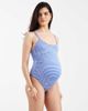ASOS Maternity ASOS DESIGN Maternity Violet striped scoop neck swimsuit in blue - 3