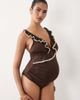 ASOS Maternity ASOS DESIGN Maternity Whitney whip swimsuit in brown - 1