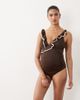 ASOS Maternity ASOS DESIGN Maternity Whitney whip swimsuit in brown - 4