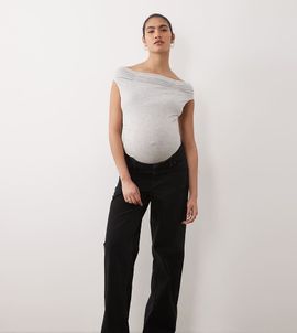 ASOS Maternity ASOS DESIGN Maternity wide leg dad jeans in black