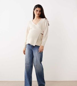 ASOS Maternity ASOS DESIGN Maternity wrap cardigan in oatmeal-Neutral