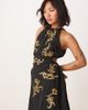 ASOS Petite ASOS DESIGN all-over floral embroidered halter midi dress with open back in black-Multi - 1