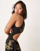 ASOS Petite ASOS DESIGN all-over floral embroidered halter midi dress with open back in black-Multi - 2