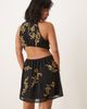 ASOS Petite ASOS DESIGN all-over floral embroidered halter midi dress with open back in black-Multi - 3