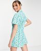 ASOS Petite ASOS DESIGN crepe double breasted smock romper in blue daisy-Multi - 2