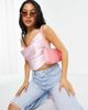 ASOS Petite ASOS DESIGN Petite 90s satin scarf double tie halter in light pink - 1