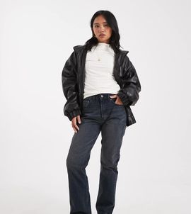ASOS Petite ASOS DESIGN Petite 90s straight jeans in blue black-Navy