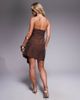 ASOS Petite ASOS DESIGN Petite bandeau mini dress with side pleat detail in chocolate-Brown - 4