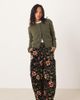 ASOS Petite ASOS DESIGN Petite barrel leg corduroy pants in floral print-Multi - 1